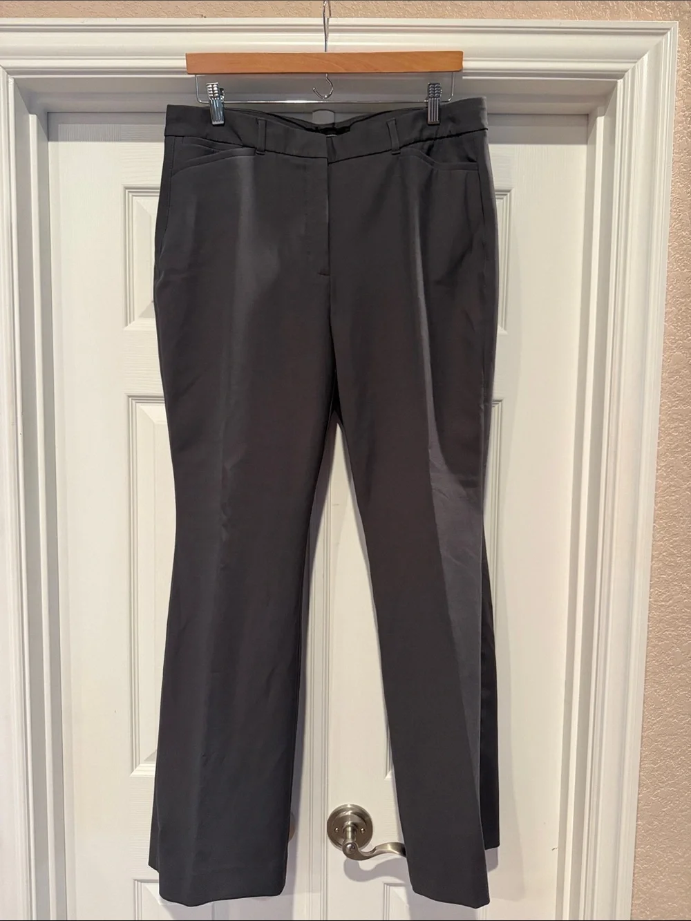 WHBM Women's Dark Gray Ines Stretch Boot Leg Straight-Leg Trousers 14